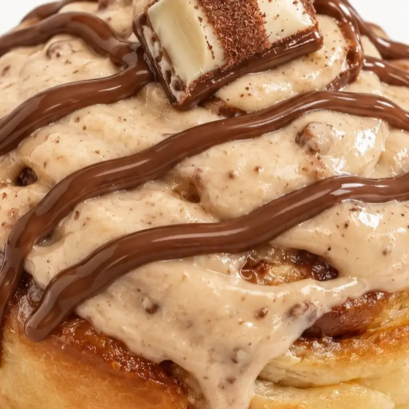 Cinnamon roll Kinder Bueno com fios de Nutella